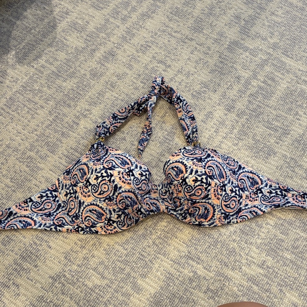 Victoria's Secret Blue and Pink Paisley Bikini Top